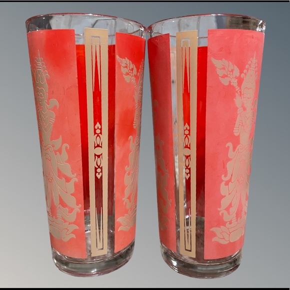 Culver Glass Company Thai Goddess High Ball Glasses, Set of 2. So MCM - Picture 2 of 5